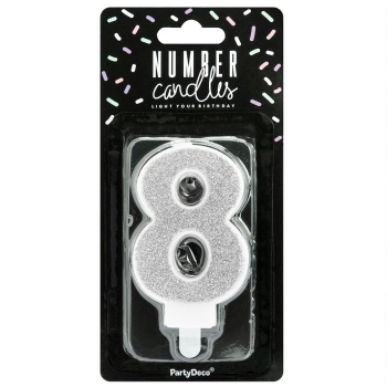 Number Candle - 8 - Silver